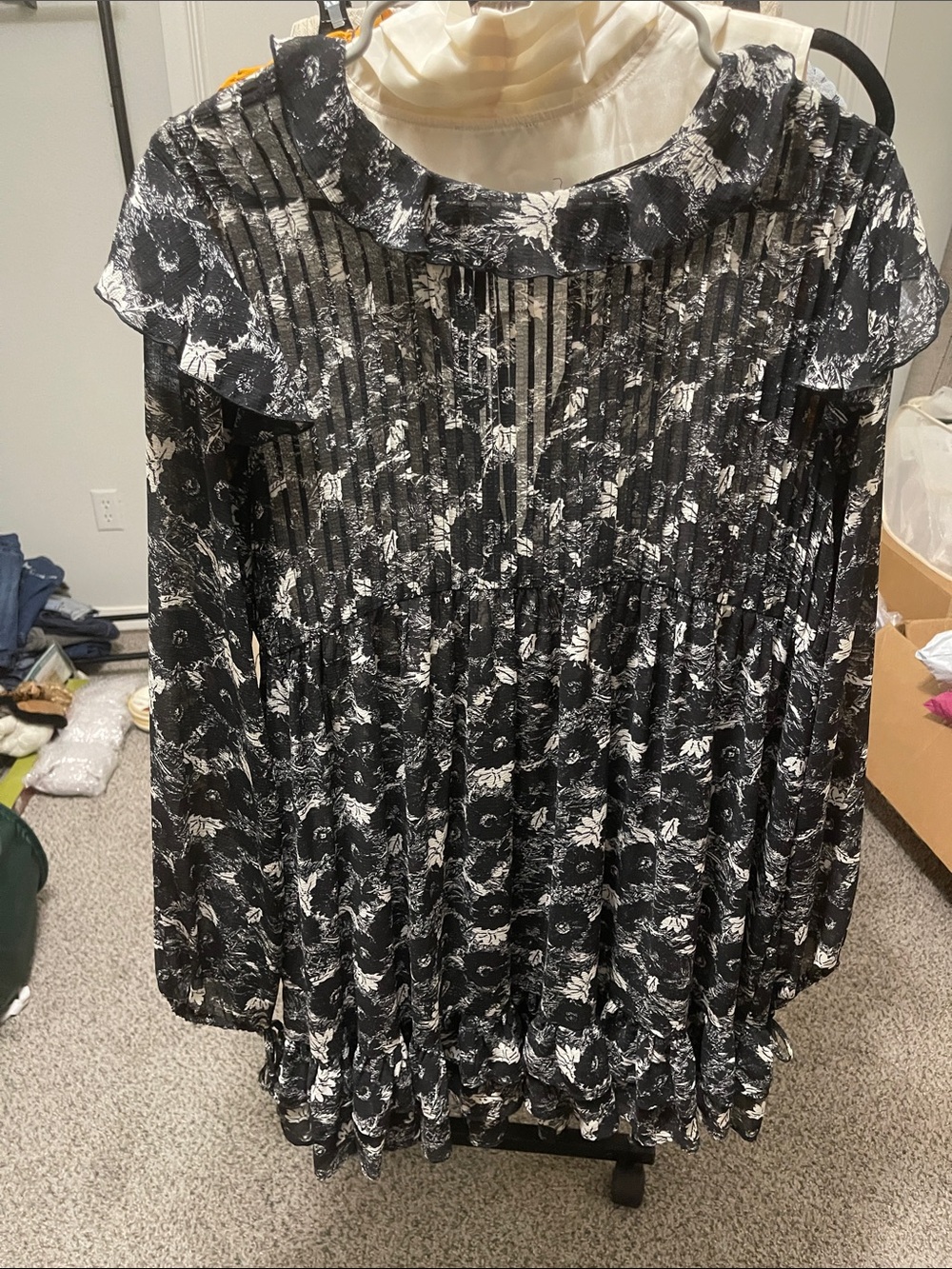 Free People feminine long top or mini dress.